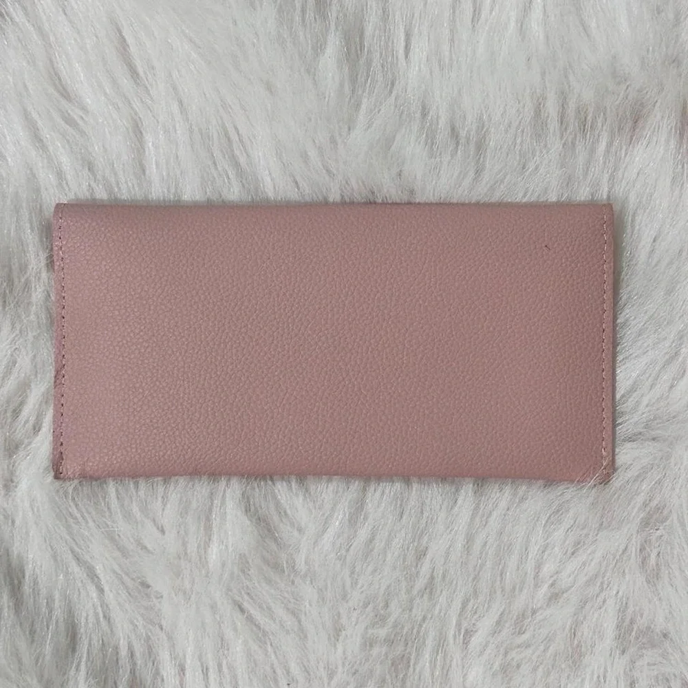 Blush Pink Minimalist Faux Leather Envelope Wallet